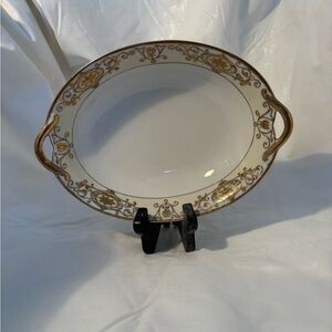 Noritake porcelain Christmas Ball gold filigree vegetable serving bowl